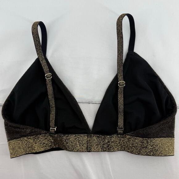 Colsie Gold Lurex Bralette Small Shimmery Sparkle Festival Crop Top Party Top - Picture 2 of 5